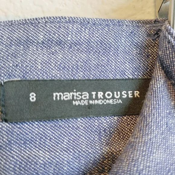 LOFT Blue Marisa Trousers Wide-Leg Linen Blend - Picture 7 of 11